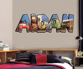 Cars Movie Personalized Custom Name Wall Sticker Decal J244