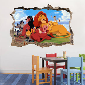 The Lion King 3D Smashed Wall Illusion Autocollant mural J283