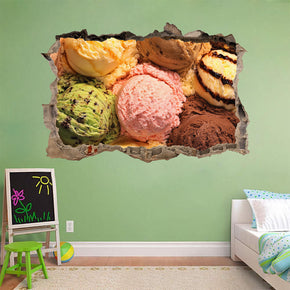 Ice Cream 3D Smashed Broken Decal Wall Sticker J328