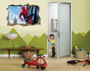 Spider-Man Superhero 3D Smashed Wall Sticker Sticker Mural J338