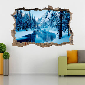 Frozen River 3D Smashed Broken Decal Wall Sticker J419