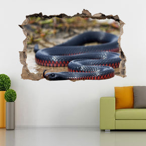 Black Mamba Snake 3D Smashed Broken Decal Wall Sticker J438