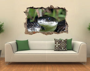 Black Mamba Snake 3D Smashed Broken Decal Wall Sticker J439