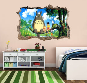 My Neighbor Totoro 3D Smashed Wall Illusion Decal Wall Sticker J446