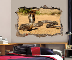 Cobra Snake Reptile 3D Smashed Broken Decal Wall Sticker J46