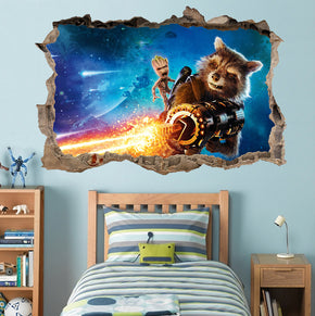 Guardians Of The Galaxy Superheroes 3D Smashed Wall Decal Wall Sticker J470