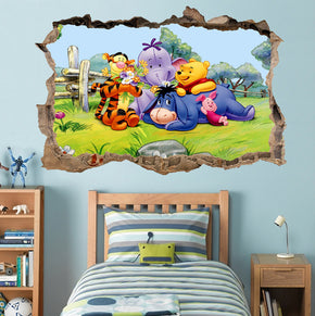 Winnie The Pooh 3D Smashed Broken Decal Wall Sticker J480