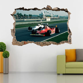 Formule 1 F1 voitures de course 3D brisé cassé autocollant mural autocollant J51