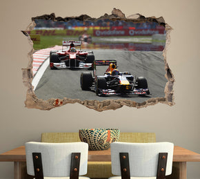 Formule 1 F1 Race Cars 3D Smashed Broken Decal Wall Sticker J53