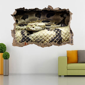 Rattlesnake Snake 3D Smashed Broken Decal Wall Sticker J54