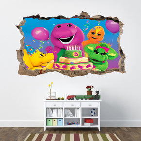 Barney And Friends 3D Smashed Broken Decal Wall Sticker J601