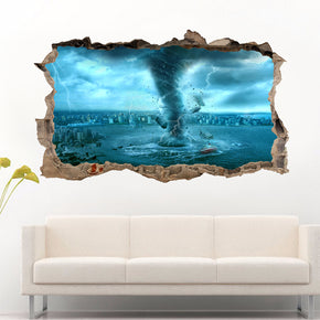 Tornado Storm 3D Smashed Broken Decal Wall Sticker J653