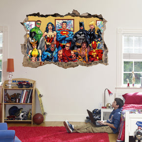 DC Comics Superheroes 3D Smashed Wall Sticker Sticker Mural J665