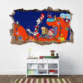 The Cat In The Hat Dr. Seuss 3D Smashed Broken Decal Wall Sticker J666