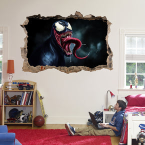 Venom Spiderman Superhero 3D Smashed Wall Decal Wall Sticker J683