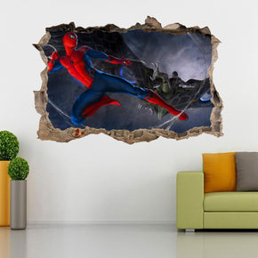 Spiderman Battle 3D Smashed Wall Sticker Wall Decal J684