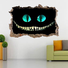 Cheshire Cat Alice In Wonderland 3D Smashed Broken Decal Wall Sticker J691