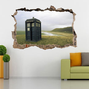 Dr Who Tardis 3D Smashed Broken Decal Sticker Mural J734