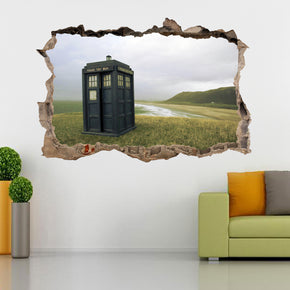 Dr. Who Tardis 3D Smashed Broken Decal Wall Sticker J734