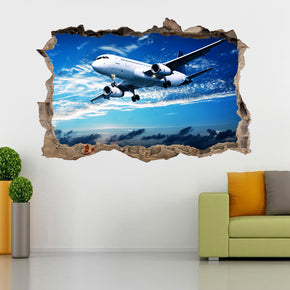 Airplane 3D Smashed Broken Decal Wall Sticker J738
