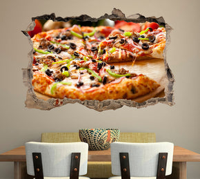 Pizza 3D Smashed Broken Decal Wall Sticker J74