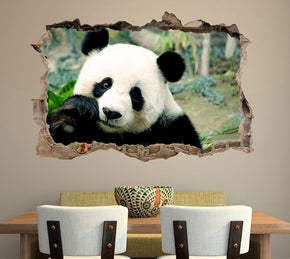 Panda Bear 3D Smashed Broken Decal Wall Sticker J759