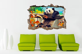 Panda Bear 3D Smashed Broken Decal Wall Sticker J760