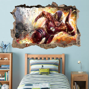 Super Hero Movie Characters 3D Smashed Broken Decal Wall Sticker J822