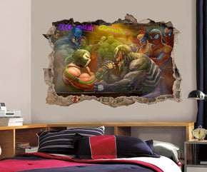 Superheroes Tavern 3D Smashed Wall Decal Wall Sticker J823