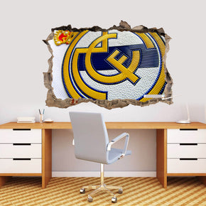 Real Madrid 3D Smashed Broken Decal Wall Sticker J873