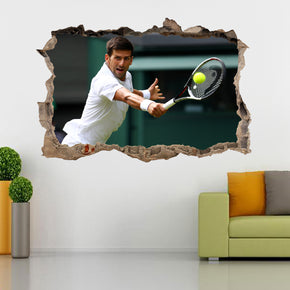 Novak Djokovic 3D Smashed Broken Decal Wall Sticker J874