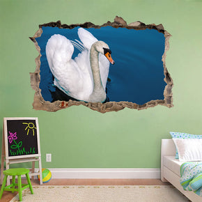 Swan 3D Smashed Broken Decal Wall Sticker J882