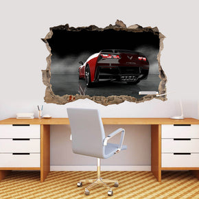 Chevy Corvette Stingray 3D Smashed Broken Decal Wall Sticker J888