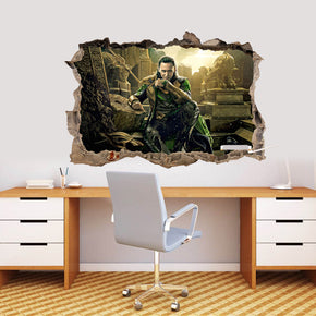 Loki 3D Smashed Wall Decal Wall Sticker J901