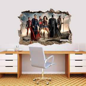 Justice League Superheroes 3D Smashed Wall Decal Wall Sticker J927