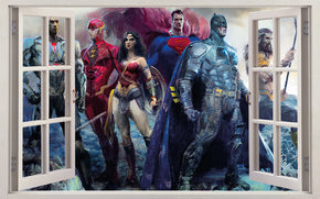 Justice League Superheroes 3D Window Wall Sticker Decal J942