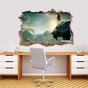 The Black Panther Superhero 3D Smashed Wall Decal Wall Sticker J966
