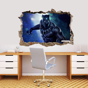 Black Panther The Avengers 3D Smashed Wall Decal Wall Sticker J968