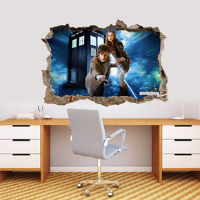 Tardis Doctor Who 3D Smashed Broken Decal Wall Sticker J978