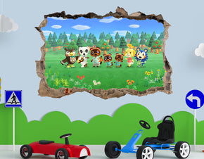 Animal Crossing 3D Smashed Hole Illusion Decal Wall Sticker JS05