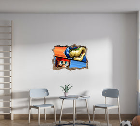 Mario Vs Bowser Strikers Battle League 3D Smashed Broken Decal Wall Sticker JS119