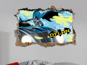 Batman Personalized 3D Smashed Hole Effect Decal Wall Sticker JS143