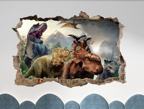 Dinosaurs 3D Smashed Broken Decal Wall Sticker JS145