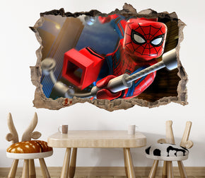 Lego Spider-Man 3D Smashed Hole Illusion Decal Wall Sticker JS21