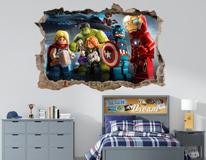 Lego Superheroes 3D Smashed Hole Illusion Decal Wall Sticker JS22