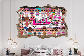 Lol Surprise Dolls 3D Smashed Hole Illusion Decal Wall Sticker JS23