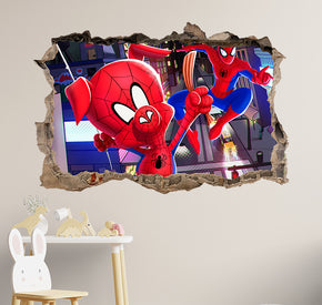 Spider Ham Into The Spider Verse 3D Smashed Hole Illusion Decal Wall Sticker JS30