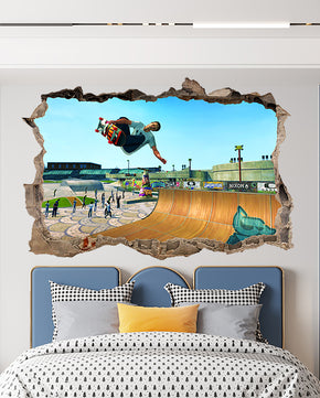 Tony Hawk Pro Skater 3D Smashed Hole Illusion Decal Wall Sticker JS33