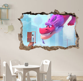 Wish Dragon 3D Smashed Hole Illusion Decal Wall Sticker JS34