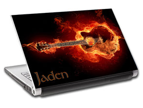 Fire Guitar Personalized LAPTOP Skin Vinyl Decal L05